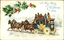 Coach & Horses and Holly Postcard