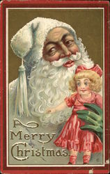 A Merry Christmas - Santa with Doll Postcard