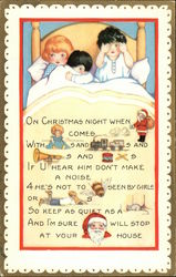 Children in Bed - Rebus Poem Christmas Postcard Postcard Postcard