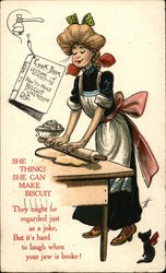 Woman Rolling out Biscuit Dough Comic, Funny Postcard Postcard Postcard