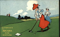 Women Golfing and Surbrug's Arcadia Pipe Mixture Advertisment Advertising Postcard Postcard Postcard