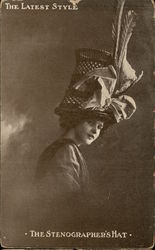 Woman with Very Large Basket Hat Postcard