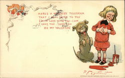 HERES A WIRELESS TELEGRAM THAT I WILL SEND TO YOU I'M IN LOVE WITH YOU - I AM. I LOVE YOU INDEED TOO Postcard