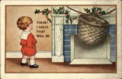 Child with Large Basket on Mantle Children Postcard Postcard Postcard