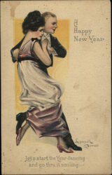 A Happy New Year - Elegant Couple Dancing Postcard