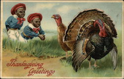 Two African Boys with Two Turkeys Postcard