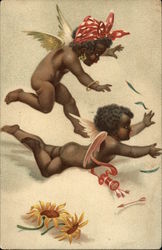 Two Black Cherubs Black Americana Postcard Postcard Postcard