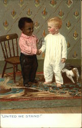 Black and White Boys Shaking Hands Black Americana Postcard Postcard Postcard