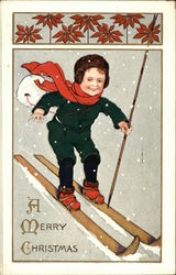 Young Boy on Skis Children Postcard Postcard Postcard