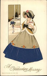 A Valentine Message - Girl Wearing Bonnet in the Snow Postcard