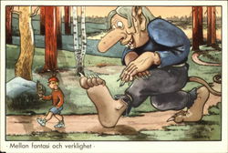 Mellan fantasi och verklighet Comic, Funny Postcard Postcard Postcard