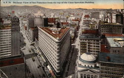 Bird's Eye View of City from top of Claus Spreckles Building Postcard