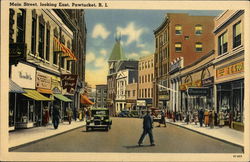 Main Street, Looking East Pawtucket, RI Postcard Postcard Postcard