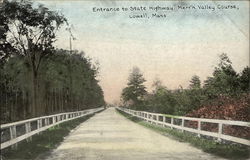 Entrance to State Highway, Merr'k Valley Course Lowell, MA Postcard Postcard Postcard