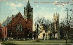 Baptist and Congregational Churches, and Grammar School Clinton, MA Postcard Postcard Postcard