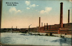 Mills on the River Lowell, MA Postcard Postcard Postcard