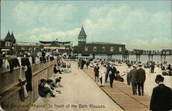 Crowd in front of the Bath Houses Old Orchard Beach, ME Postcard Postcard Postcard