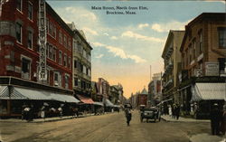 Main Street, North from Elm Brockton, MA Postcard Postcard Postcard