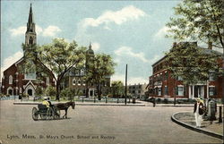 St. Mary's Church, School and Rectory Postcard