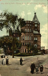 City Hall & Public Library from Montello Street Brockton, MA Postcard Postcard Postcard