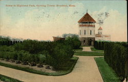 Scene in Highland Park, Showing Tower Postcard