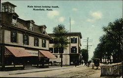 Main Street Looking South Mansfield, MA Postcard Postcard Postcard