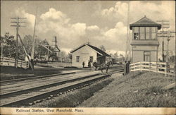 Railroad Station West Mansfield, MA Postcard Postcard Postcard