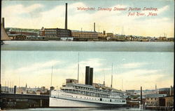 Waterfront, Showing Steamer Puritan Landing Fall River, MA Postcard Postcard Postcard