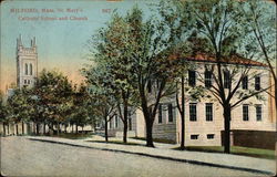 St. Mary's Catholic School and Church Postcard