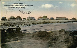 Beach Scene showing Peace Haven Hotel & Cottages Postcard