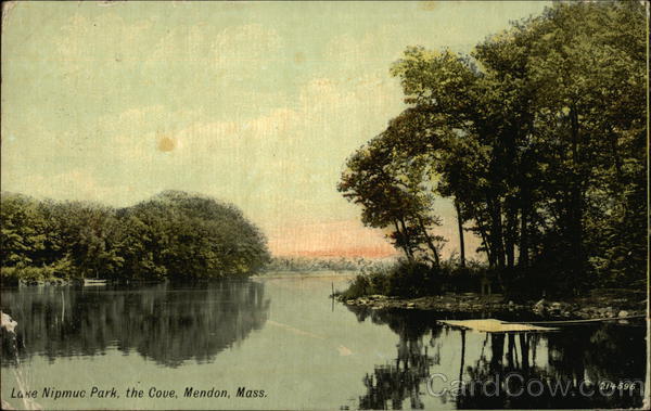 Lake Nipmuc Park, the Cove Mendon, MA Postcard