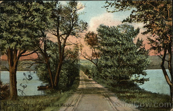 Sunset, Fort Meadow Marlboro, MA Postcard