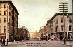 Second Avenue, looking West Rock Island, IL Postcard Postcard Postcard