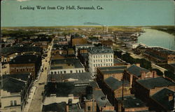 Looking West from City Hall Savannah, GA Postcard Postcard Postcard