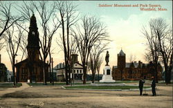 Soldiers' Monument and Park Square Westfield, MA Postcard Postcard Postcard