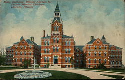 Main Building, Illinois Asylum for Feeble Minded Children Lincoln, IL Postcard Postcard Postcard