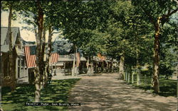 Trinity Park with Flags Flying Oak Bluffs, MA Postcard Postcard Postcard