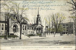 Public Library, Congregational Church and Kimball Block Amesbury, MA Postcard Postcard Postcard