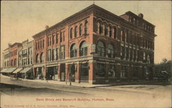 Bank Block and Bancroft Building Hudson, MA Postcard Postcard Postcard