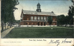 Town Hall and Grounds Needham, MA Postcard Postcard Postcard