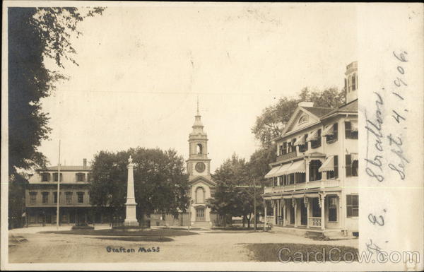 View of Town Square Grafton, MA Postcard