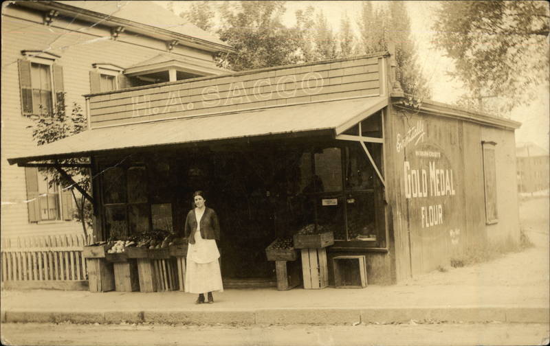 H. A. Sacco Grocery Store 134 Providence St. Woonsocket, RI Postcard