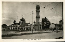 Black and White Photo of Malay Mosque on Pitt Street in Penang Malaysia Southeast Asia Postcard Postcard Postcard