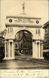 Arch Erected To Honor WWI Returning Soldiers Fall River, MA Postcard Postcard Postcard