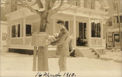 Mail Being Delivered in Franklin, Mass. Postcard