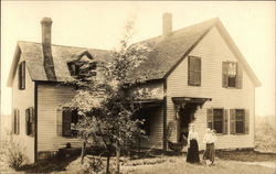 Woman, Girl, and Baby in Front of House with Baby Carriage in 1918 Franklin, MA Postcard Postcard Postcard