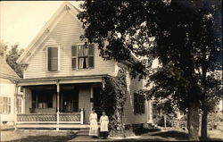 Two Women in Front of House in Franklin, MA in the Year of 1918 Massachusetts Postcard Postcard Postcard