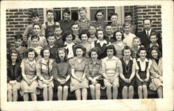 Group of Students Posing for a Class Picture with Teacher Postcard