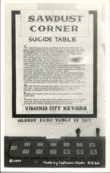 Sawdust Corner Suicide Table in Virginia City, Nevada Postcard