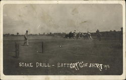 Stake Drill, Battery C 1st F. A. R.T., 1911 Military Postcard Postcard Postcard